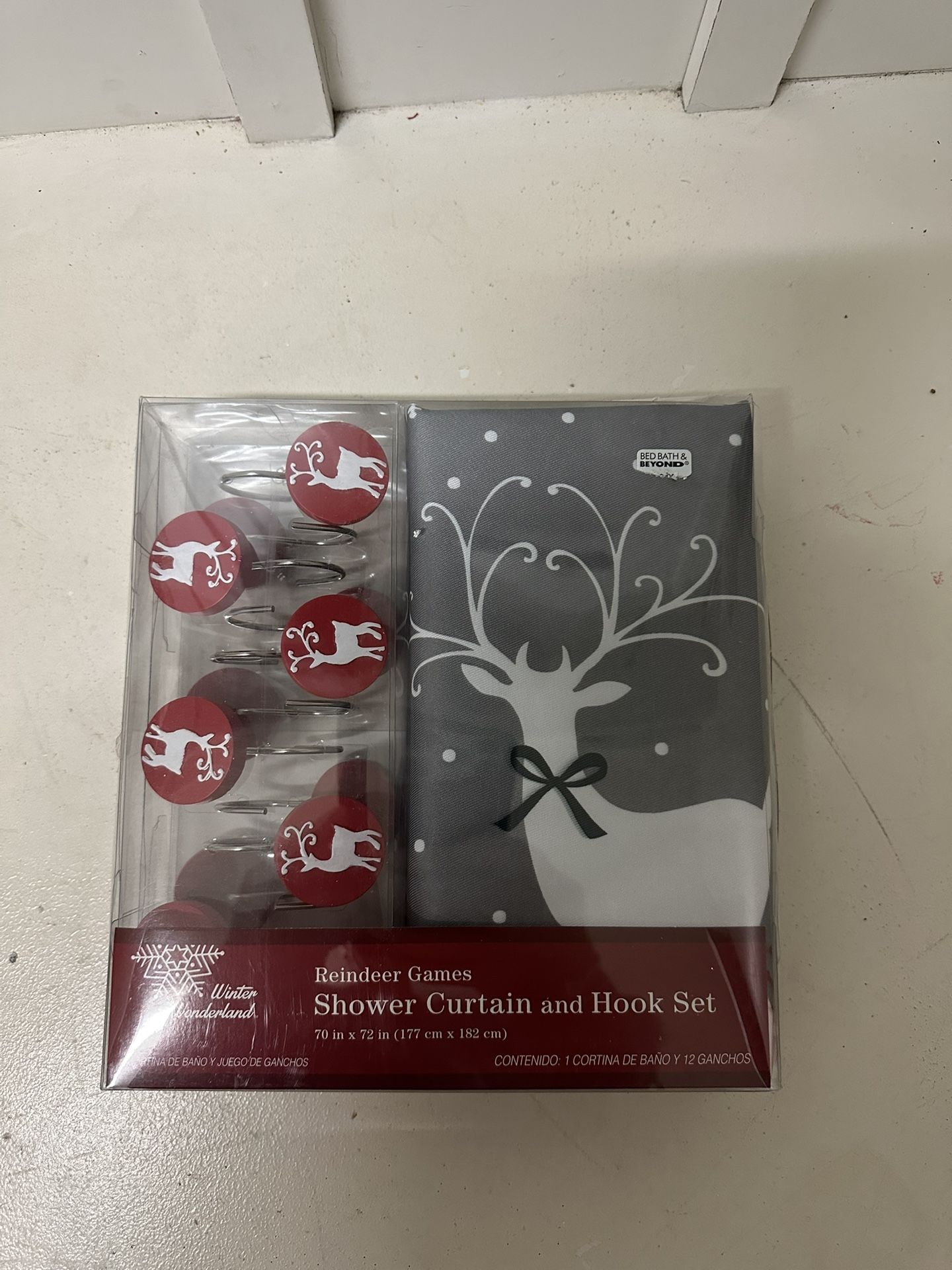 Holiday Shower Curtain And Hook Set