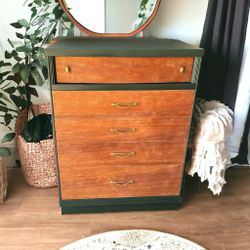 Vintage Green Wood Dresser 