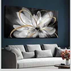 Decor Floral Wall Art 24"x48" botanical Painting Black Art for Living Room Kitchen Dining Room Home Office