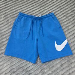 NIKE Size Large Blue with Scipt Logo 3-Pocket Drawstring Men's Sweat Shorts