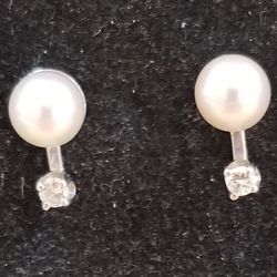 Earrings 14kt Pearl And Diamond 