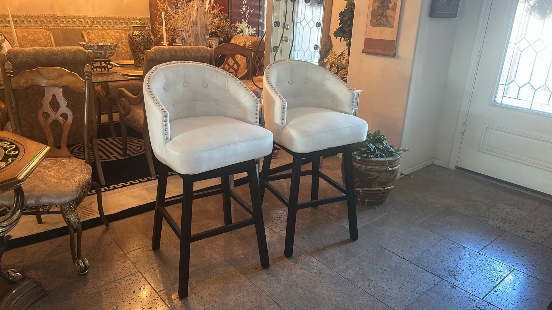 Pair Of Tufted Bar Stools