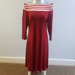 Lew Magram Red/white Off Shoulder Dress Size L