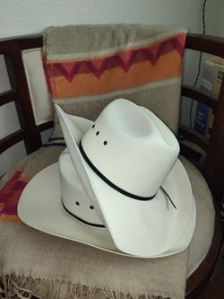 Vintage Resistol "Self-Conforming" White Straw Cowboy Hat Sz Small