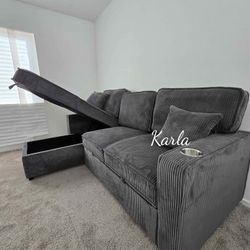 Brand New Dark Gray Sectional Sofa Sleeper With Storage 