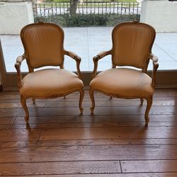 Pair of Vintage Louis XV Style Bergère Armchairs