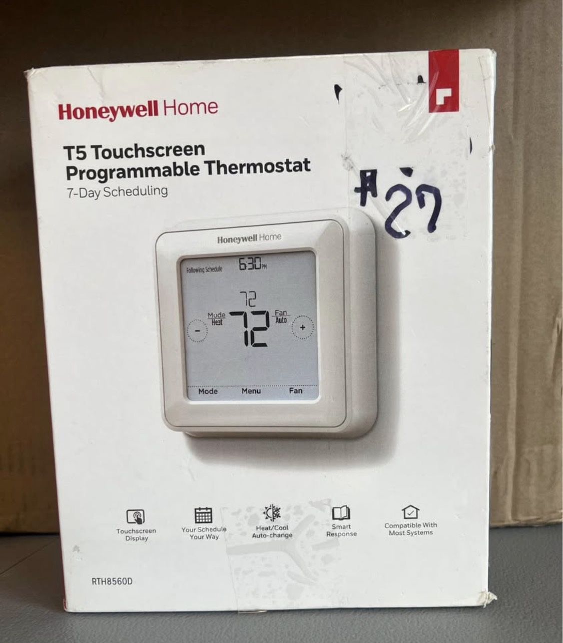 Honeywell Home 24-Volt Selectable-Flexible Touch Screen Programmable Thermostat