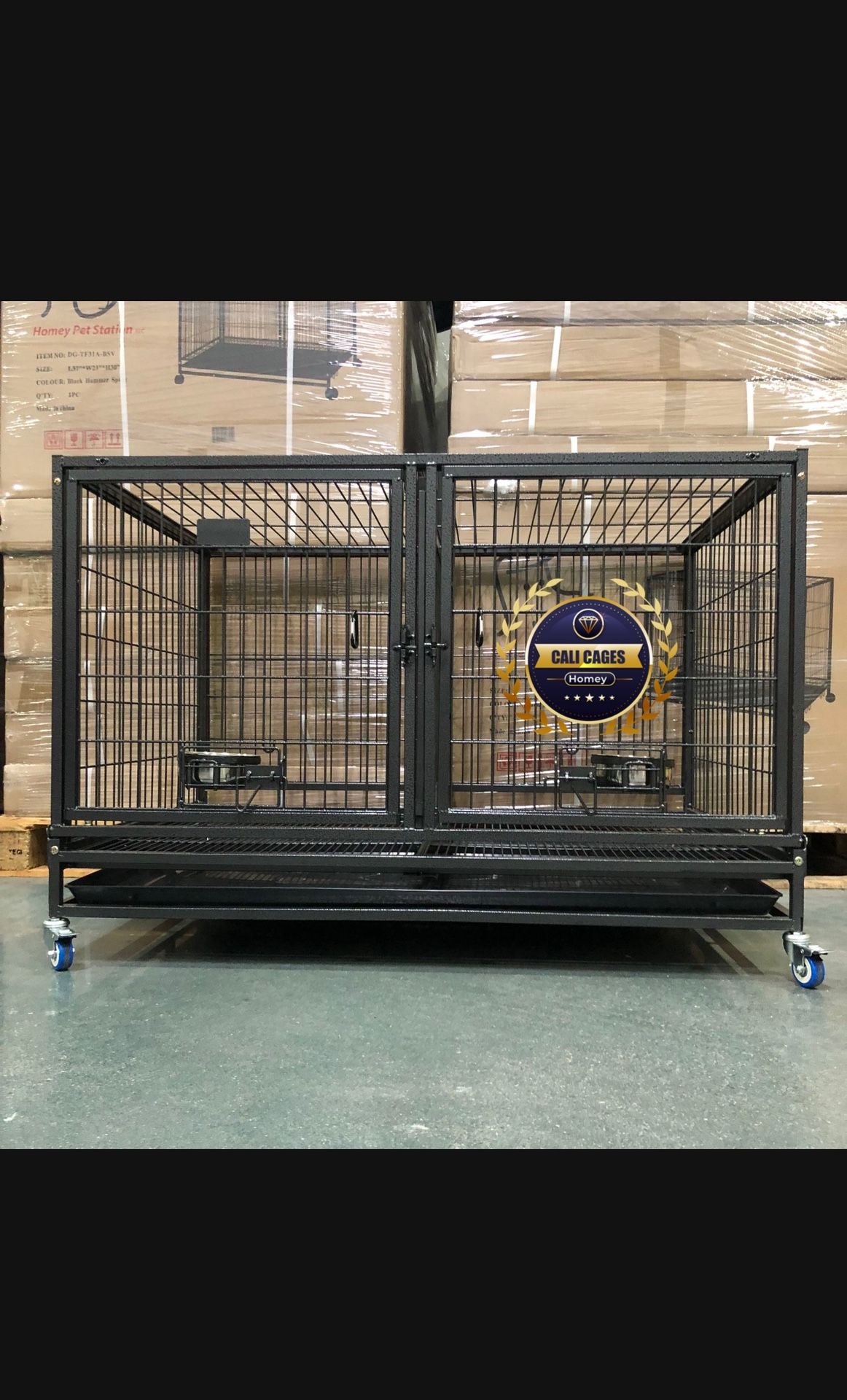 Dog Cage Kennel Size 43” With Divider And Feeding Bowls New In Box 📦