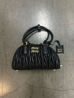 Miu Miu Black Matelassé Mini Bowling Bag