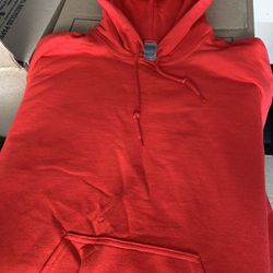 Size Medium Red Gildan Hooded Sweatshirt Blank Brand New 