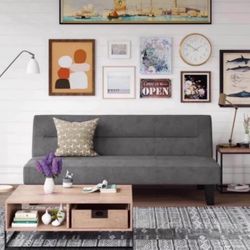 Futon with Microfiber Cover, Gray Microfiber 