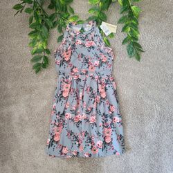 Rewind Floral Shoulder Cut out Midi Dress (XS)