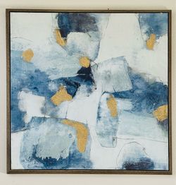 Large Abstract Canvas Wall Art, ~3.5 ft Square, Gold Accents