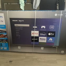 Brand-new Philips Roku TV – 75" 4K UHD (6643 Series).