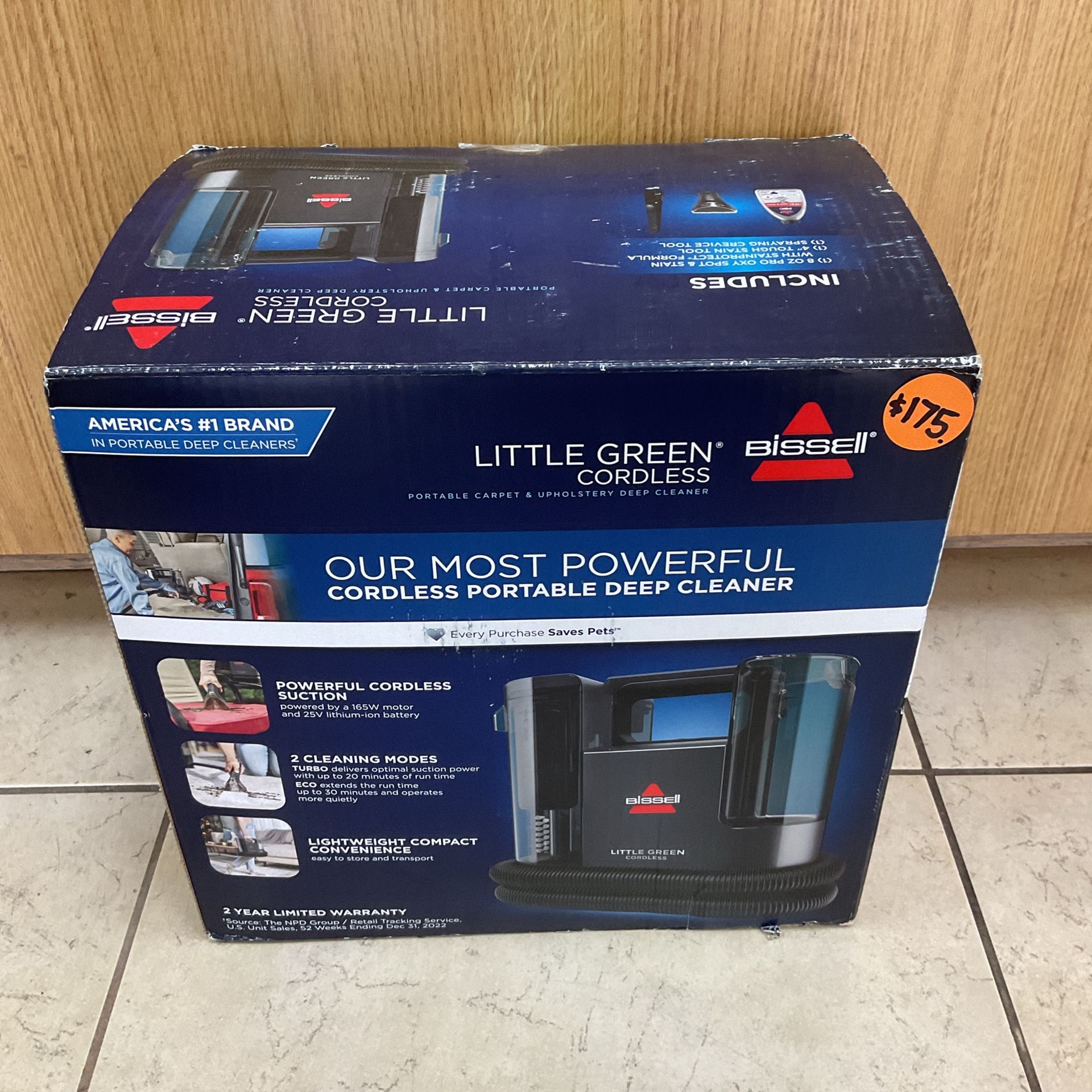 BISSELL LITTLE GREEN CORDLESS PORTABLE CARPET & UPHOLSTERY DEEP CLEANER.