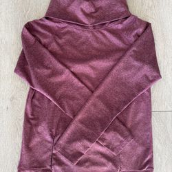 Lululemon Dark Pink Cowl-Neck Kangaroo Pocket Thumb Hole Pullover Long Sleeve Shirt Estimated Size 6