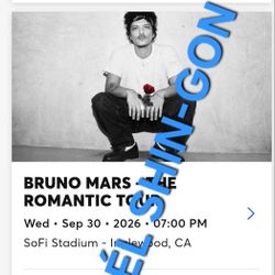 Bruno Mars - The Romantic Tour 2 Tickets @ SoFi 10/30/26 Section 326 Row 5  $325 Each