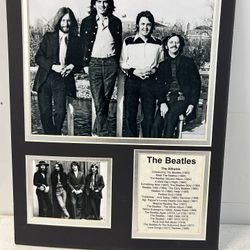 Matted Piece Of The Beatles Memorabilia Photographs Chronological List Of Studio Albums And Compilations Released 1963 To 1980 11 By 14 Inches