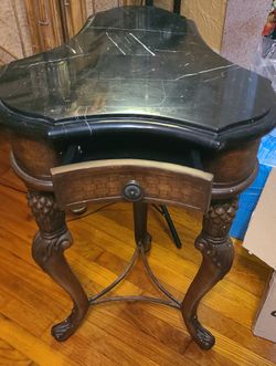 Vintage end table with marble top