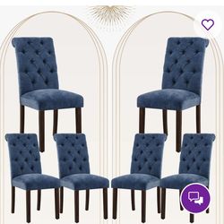 Used Navy Blue Tufted Dining Chairs