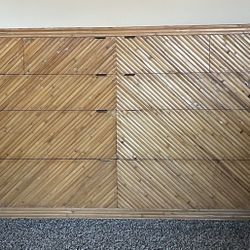 Vintage Bamboo Dresser 72" Mid Century Boho Credenza Rattan Style