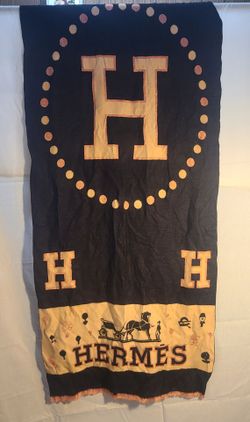 Hermès Long Black & Pink Stole w Duster