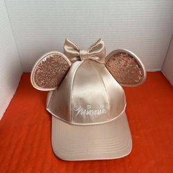 Disney Minnie Mouse Rose Gold Bling Ears Adjustable Hat