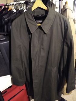 Men's London Fog 46 reg Drk Green rain trench coat