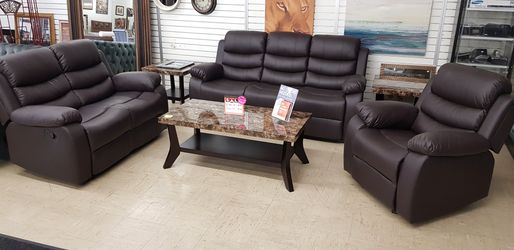 New 3 piece Reclining Sofa Set - 3 colors