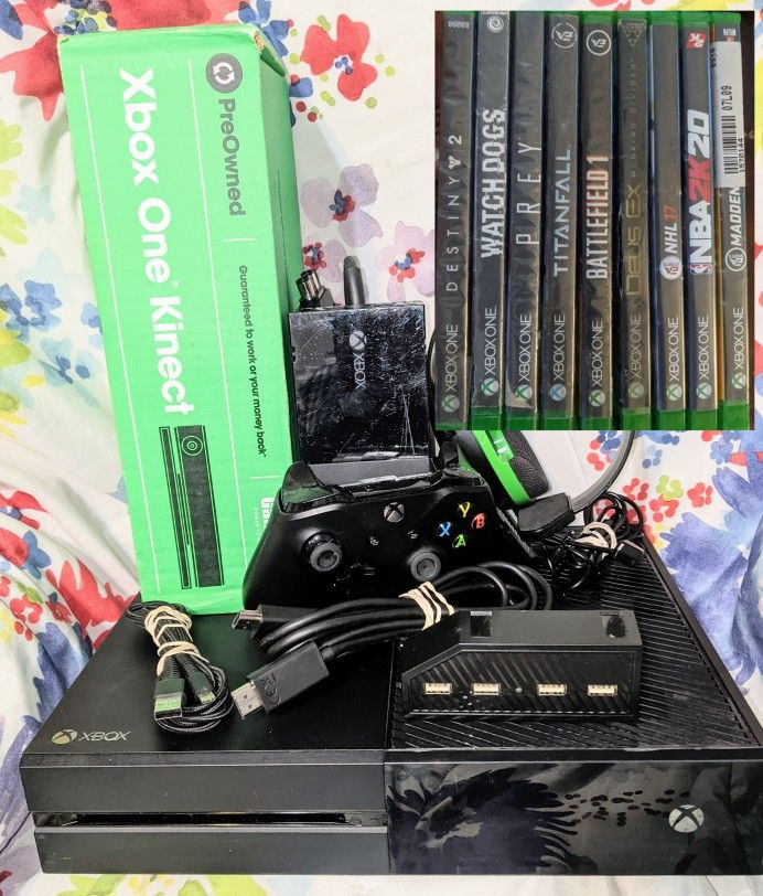 Xbox One. + Kinect + 1 Controller + All Wires Plus Games