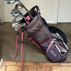 LADIES FULL SET Golf Clubs - Hippo, Cobra & PING Stand Bag