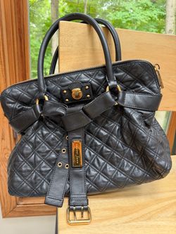 Marc Jacobs Large Bruna Black Quilted Leather Belted Handbag + Dust Bag