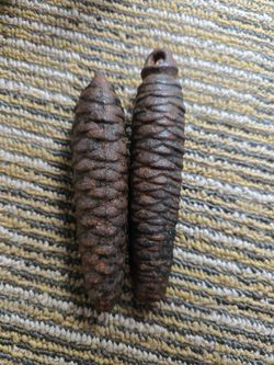 Vintage Cast Iron Cuckoo Clock Pine Cone Weights