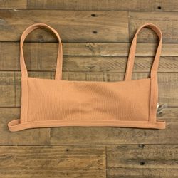 Brand New Womans Small Ribbed Rose Bikini Top