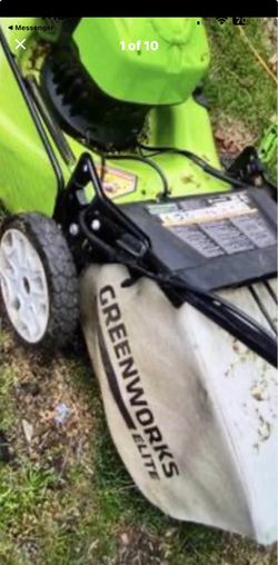 Greenworkd elite mower.  Needs battery
