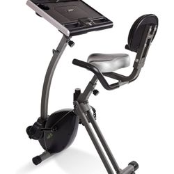 Stamina Wirk Ride Exercise Bike - Foldable Fitness Bike with Workstation and Standing Desk