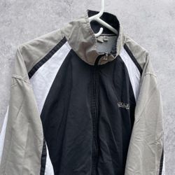 Vintage Adolfo Sport Windbreaker Jacket XL Black Gray White Full Zip Track Streetwear