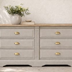 Modern Greige Dresser w/ Gold Hardware
