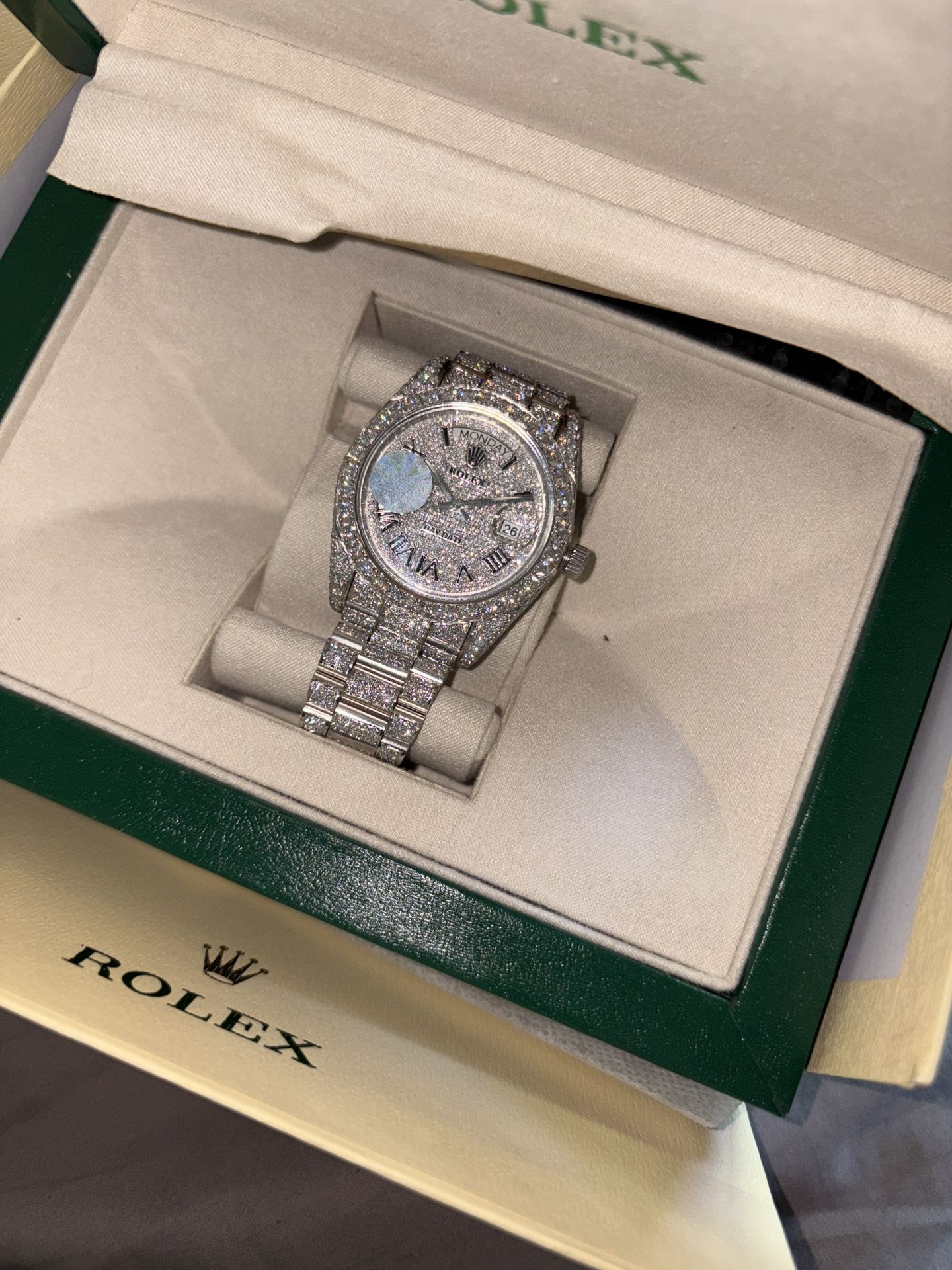 Brand Vvs1 Moissanite Bust Down Watch (passes Diamond Tester)