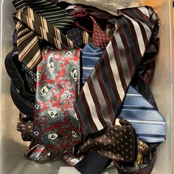 24 Men’s Ties - Mixed Lot, Classic & Novelty (Mickey Mouse Included!) -