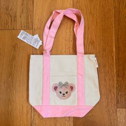 TWDC Walt Disney Duffy Friends ShellieMay Pink Mini Canvas Tote Bag Embroidered