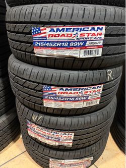 215/45/18 AMERICAN ROAD STAR 4 NEW TIRES INSTALLED ✅ INSTALADAS ✅