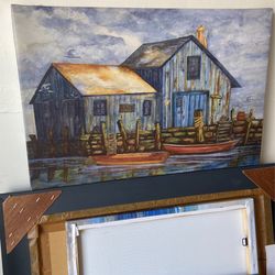 Beautiful “Fish House” Canvas Painting