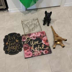 Room Decor - Frames - Roses Bull Dog Eiffel Tower Gold Pink