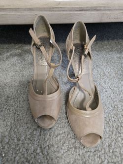 Bandino Nude Peep-Toe Heels with Ankle Strap