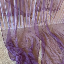 Pair Of Sheer Purple Curtain Panels