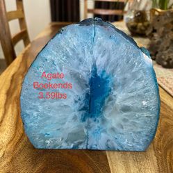 Agate Genuine Stone (Blue Dyed) Bookends from Brazil 3.59lbs
