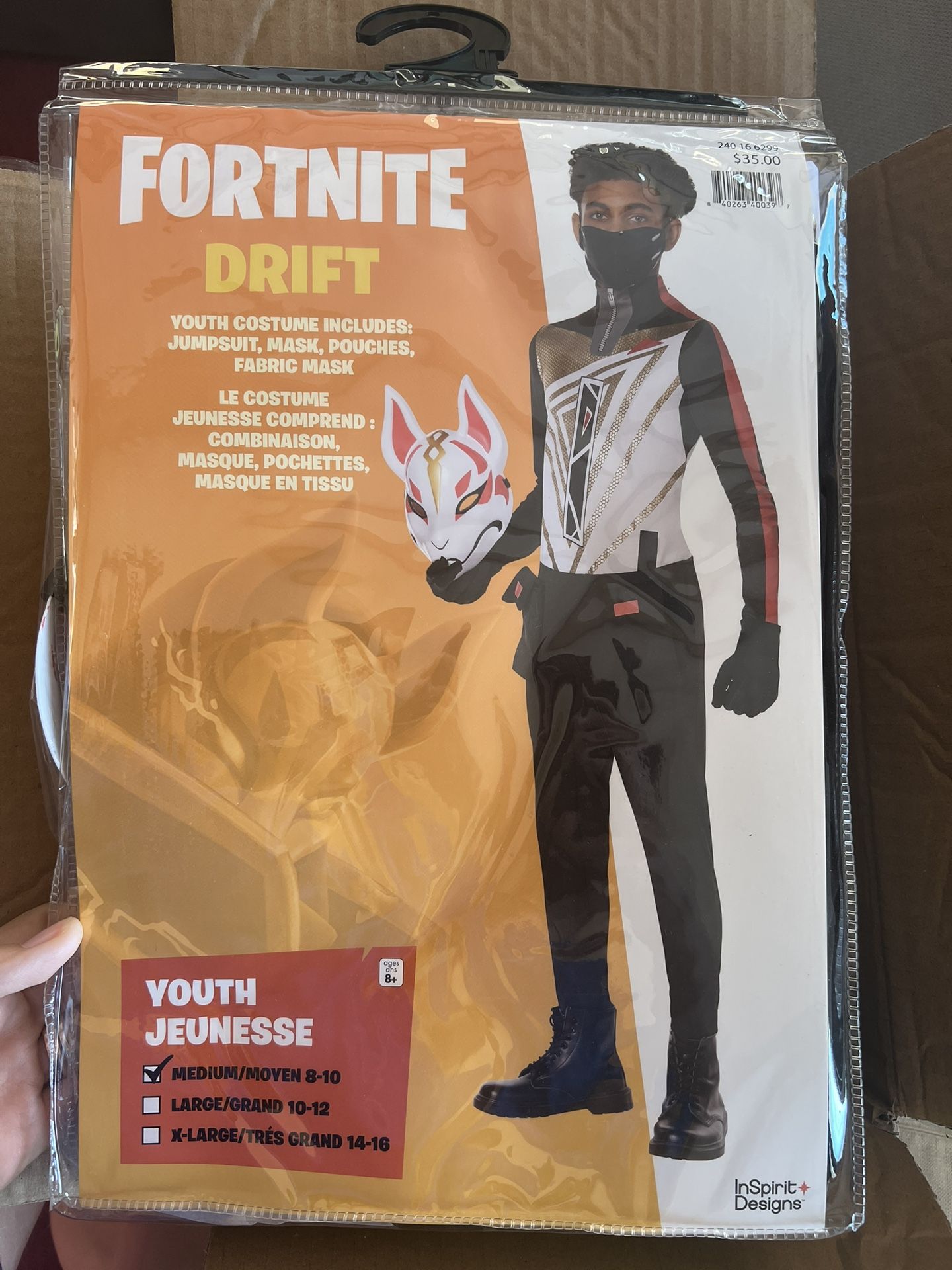 Youth Medium Fortnite Drift Costume With Mask