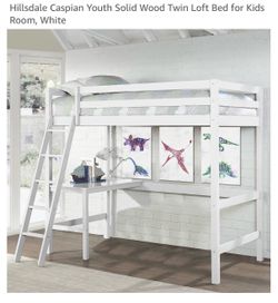 FREE - Twin Loft Bed with Desk, Mattress & Unicorn Desk Chair