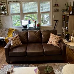 Faux Leather Brown Sofa